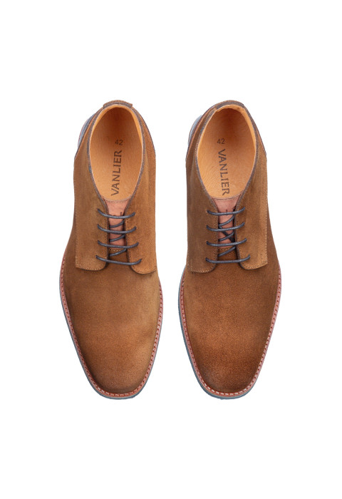 Cognac suède Amalfi halfhoge veterschoen