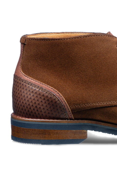 Cognac suède Amalfi halfhoge veterschoen