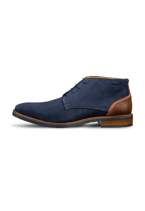 Blauw suède Amalfi halfhoge veterschoen