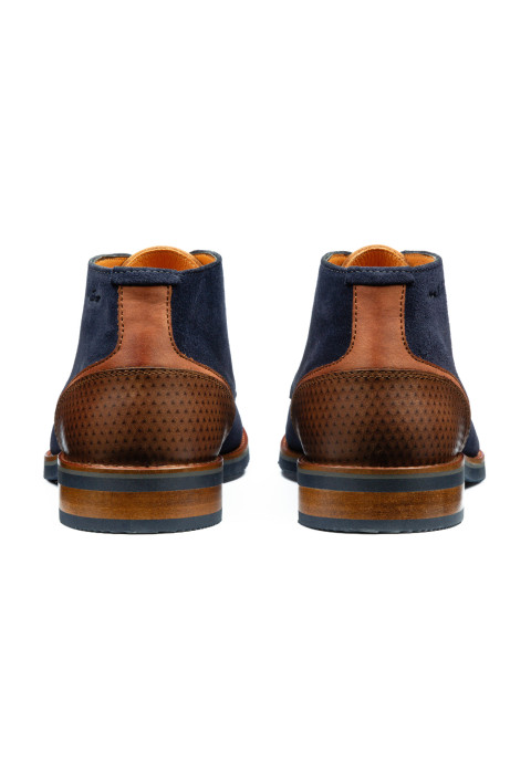 Blauw suède Amalfi halfhoge veterschoen