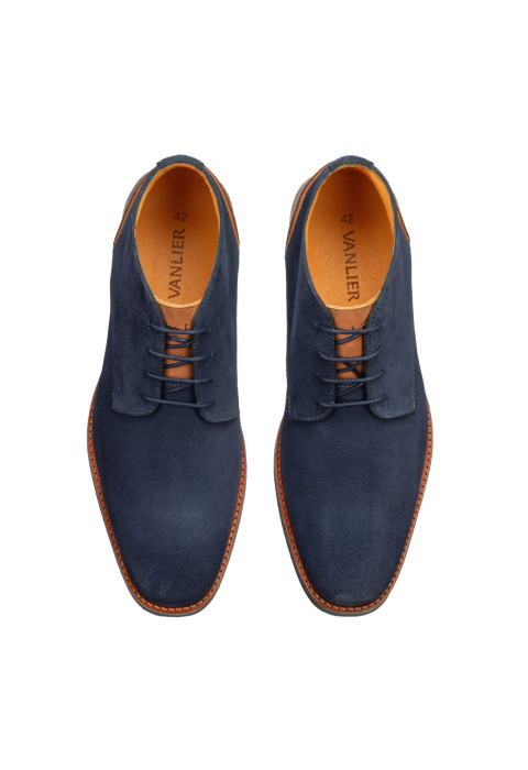 Blauw suède Amalfi halfhoge veterschoen