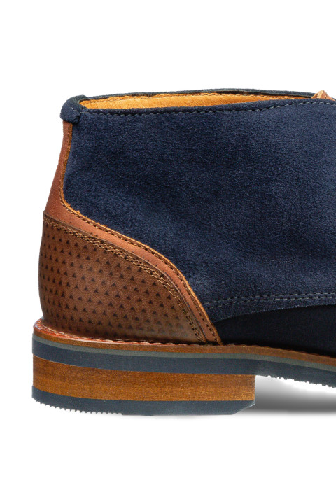 Blauw suède Amalfi halfhoge veterschoen