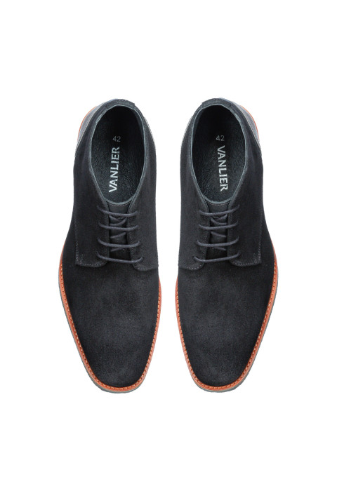 Zwart suède Amalfi halfhoge veterschoen