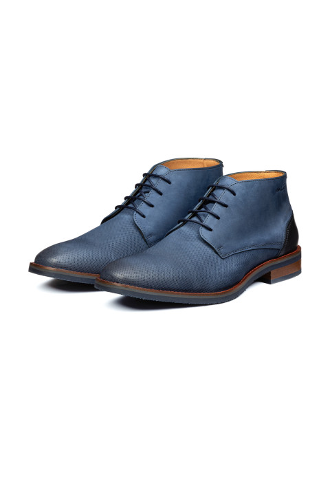 Blauw nubuck Amalfi halfhoge veterschoen