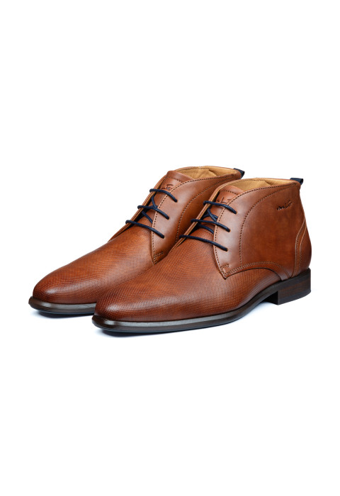 Licht cognac gladleren Erasmo halfhoge veterschoen