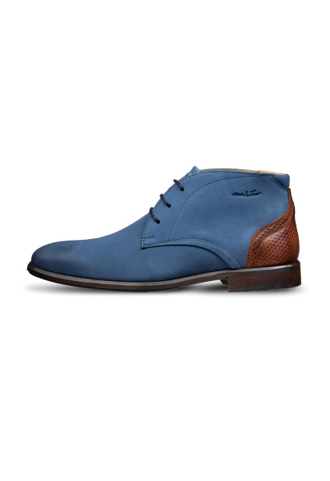 Blauw nubuck Erasmo halfhoge veterschoen