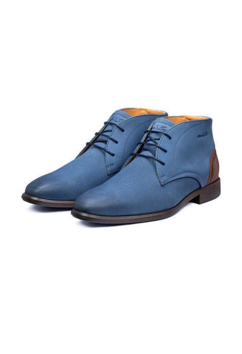 Blauw nubuck Erasmo halfhoge veterschoen