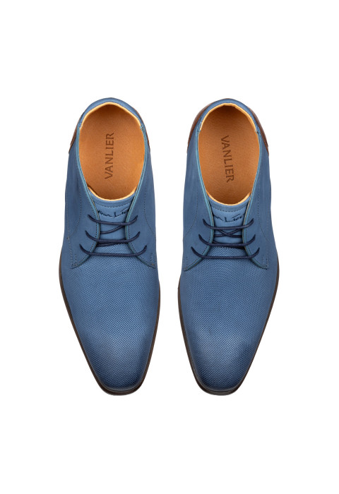 Blauw nubuck Erasmo halfhoge veterschoen