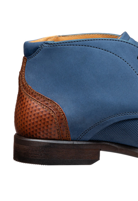 Blauw nubuck Erasmo halfhoge veterschoen