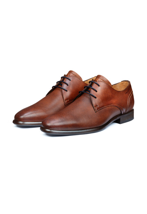 Licht cognac gladleren Erasmo veterschoen
