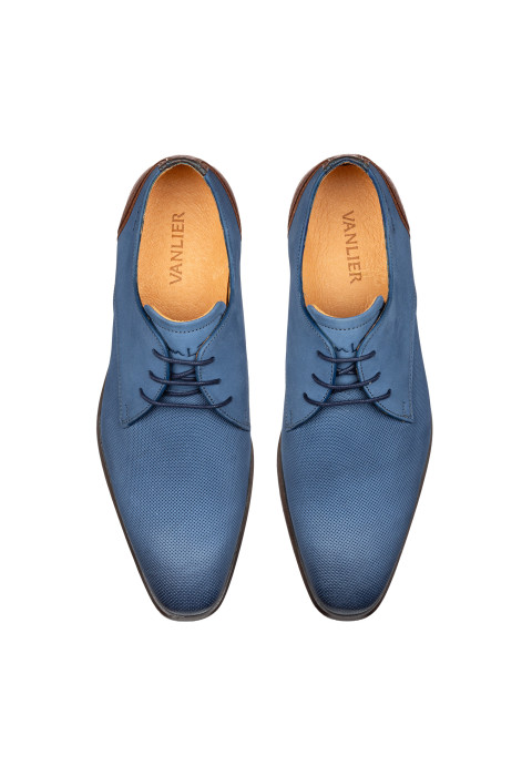 Blauw nubuck Erasmo veterschoen