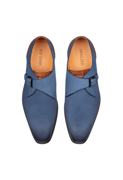 Blauw nubuck Erasmo gespschoen