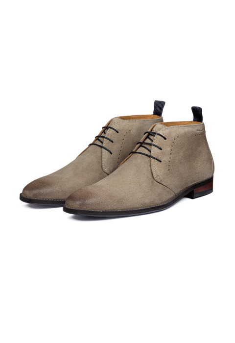 Taupe suède Bregenz halfhoge veterschoen