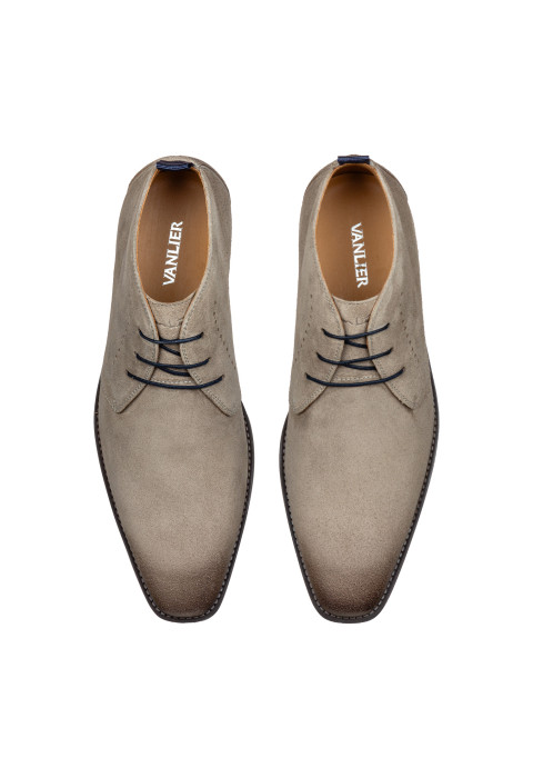 Taupe suède Bregenz halfhoge veterschoen