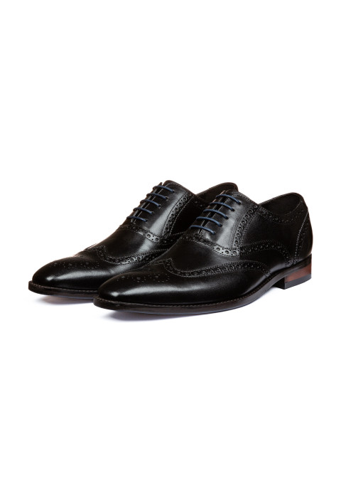 Zwart gladleren Bregenz brogue veterschoen
