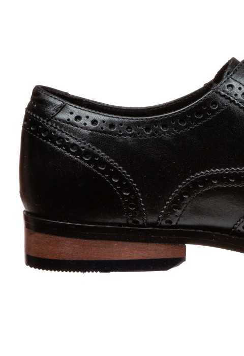 Zwart gladleren Bregenz brogue veterschoen