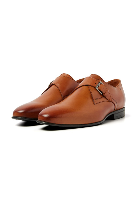 Cognac gladleren Sanremo gespschoen