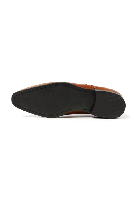 Cognac gladleren Sanremo gespschoen