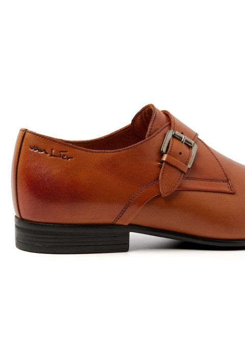 Cognac gladleren Sanremo gespschoen