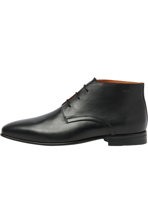 Zwart gladleren Sanremo halfhoge veterschoen