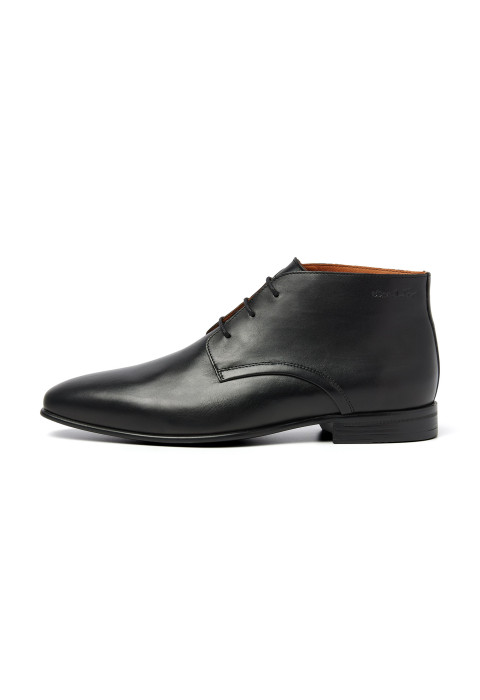 Zwart gladleren Sanremo halfhoge veterschoen