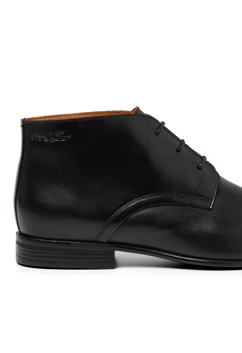 Zwart gladleren Sanremo halfhoge veterschoen