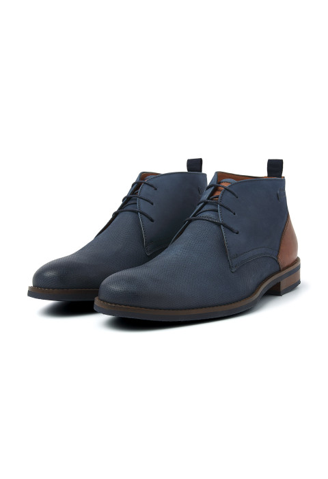 Blauw nubuck Sabinus halfhoge veterschoen
