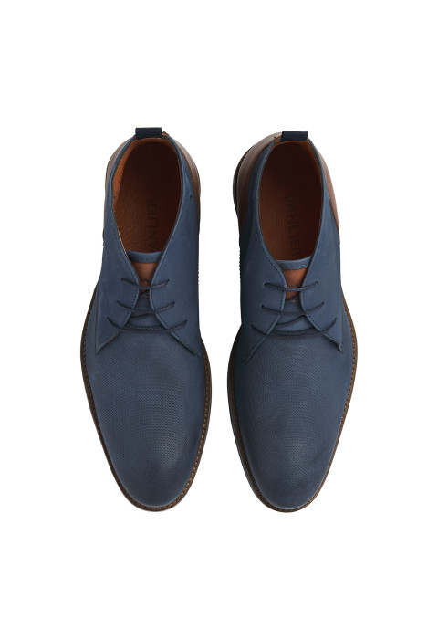 Blauw nubuck Sabinus halfhoge veterschoen