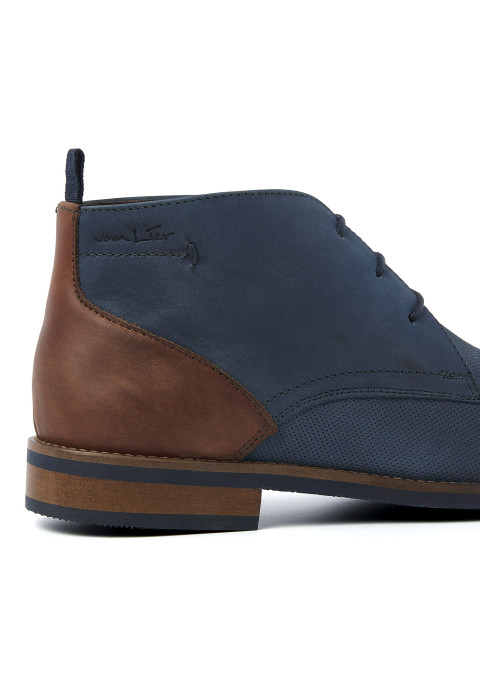 Blauw nubuck Sabinus halfhoge veterschoen