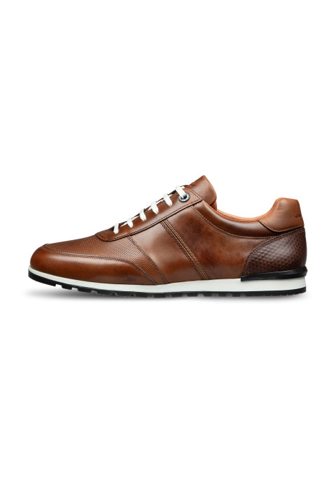 Cognac gladleren Anzano sneaker
