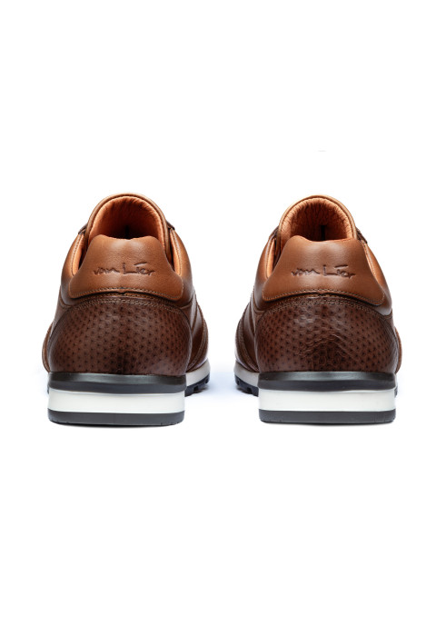 Cognac gladleren Anzano sneaker