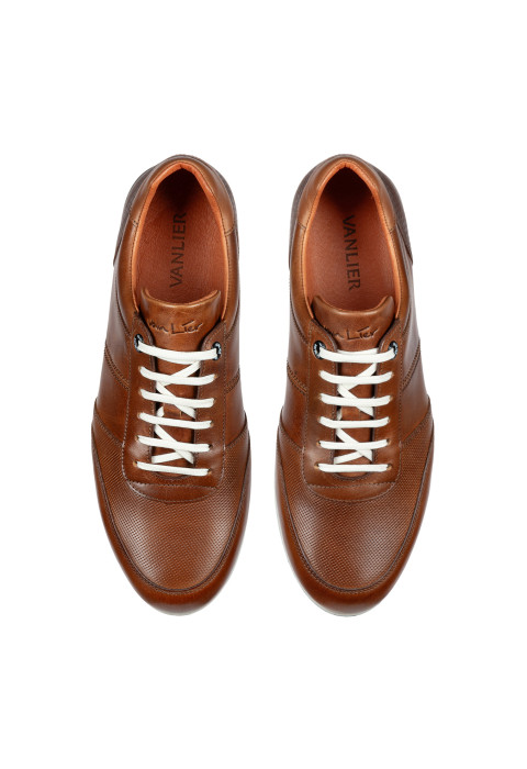 Cognac gladleren Anzano sneaker
