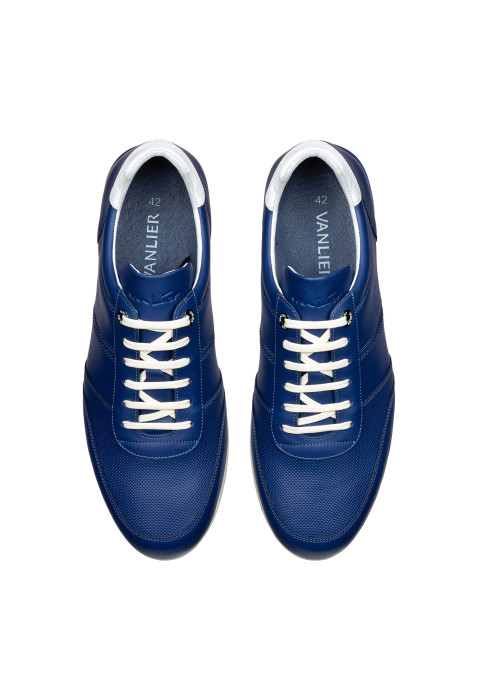Blauw gladleren Anzano sneaker