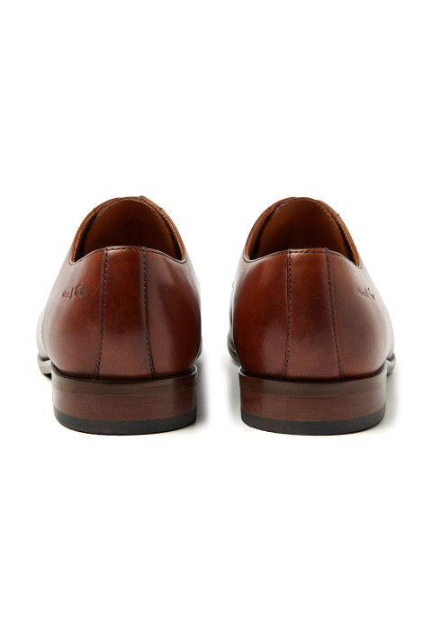 Cognac gladleren Egeus veterschoen