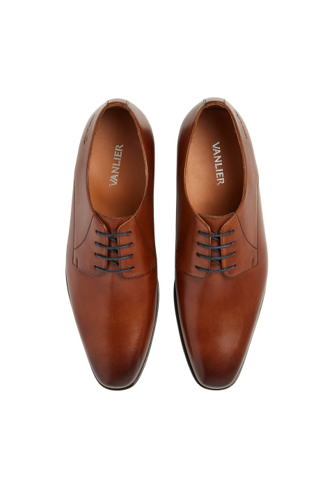 Cognac gladleren Egeus veterschoen