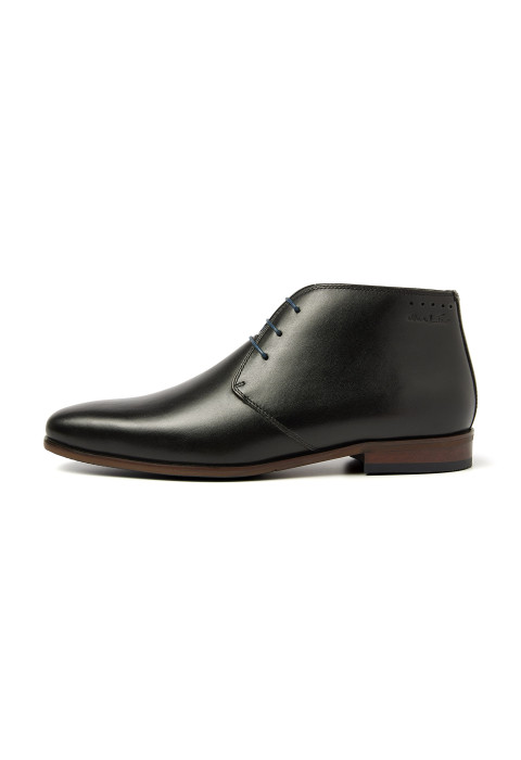 Zwart gladleren Egeus halfhoge veterschoen