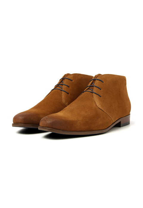 Cognac suède Egeus halfhoge veterschoen