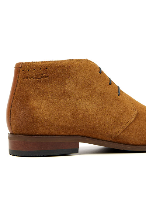 Cognac suède Egeus halfhoge veterschoen