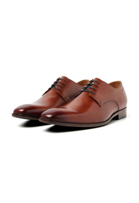 Cognac gladleren Konstanz veterschoen