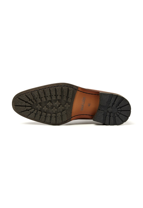 Cognac gladleren Montana halfhoge veterschoen