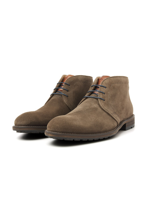 Taupe suède Montana halfhoge veterschoen