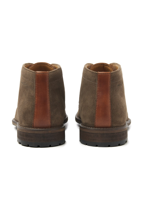 Taupe suède Montana halfhoge veterschoen
