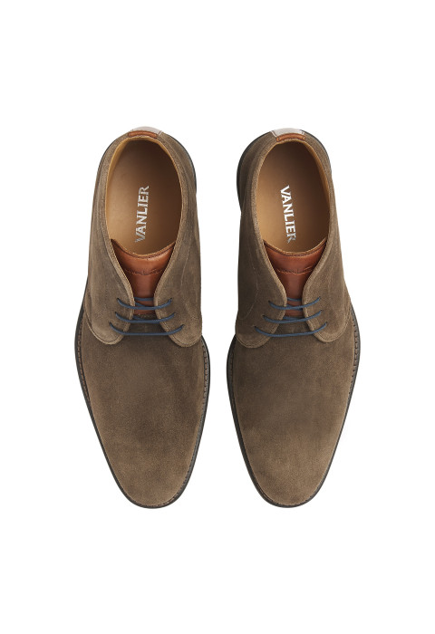 Taupe suède Montana halfhoge veterschoen