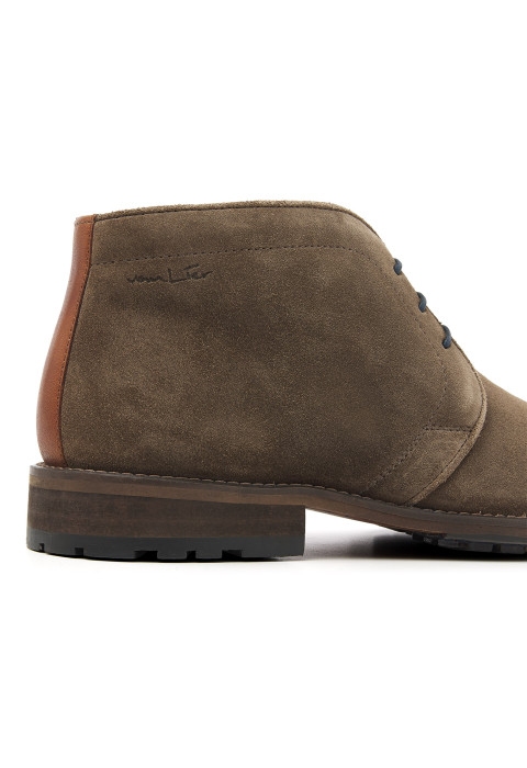 Taupe suède Montana halfhoge veterschoen