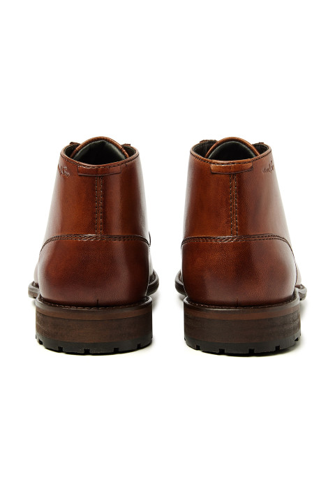 Cognac gladleren Montana halfhoge veterschoen