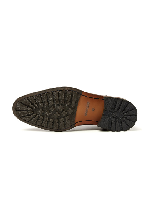 Cognac gladleren Montana halfhoge veterschoen