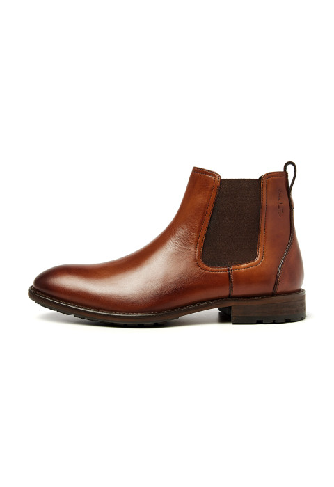 Cognac gladleren Montana chelsea boot