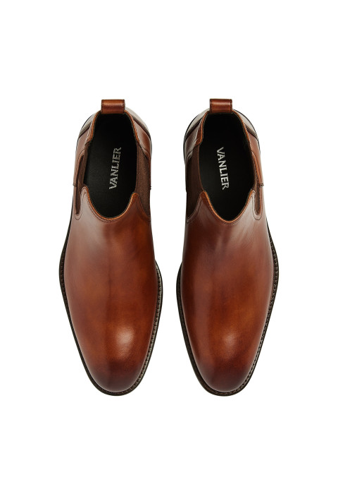 Cognac gladleren Montana chelsea boot