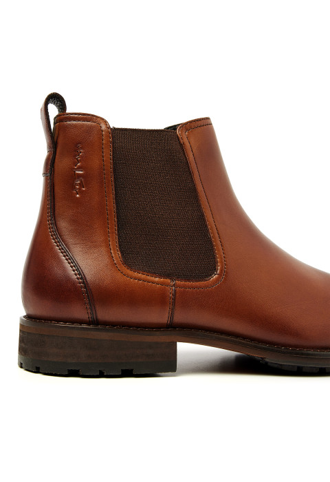 Cognac gladleren Montana chelsea boot