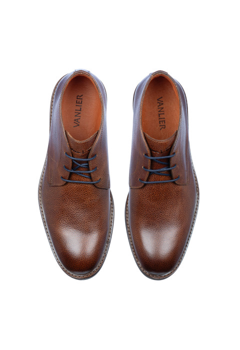 Licht cognac gladleren Rigi halfhoge veterschoen